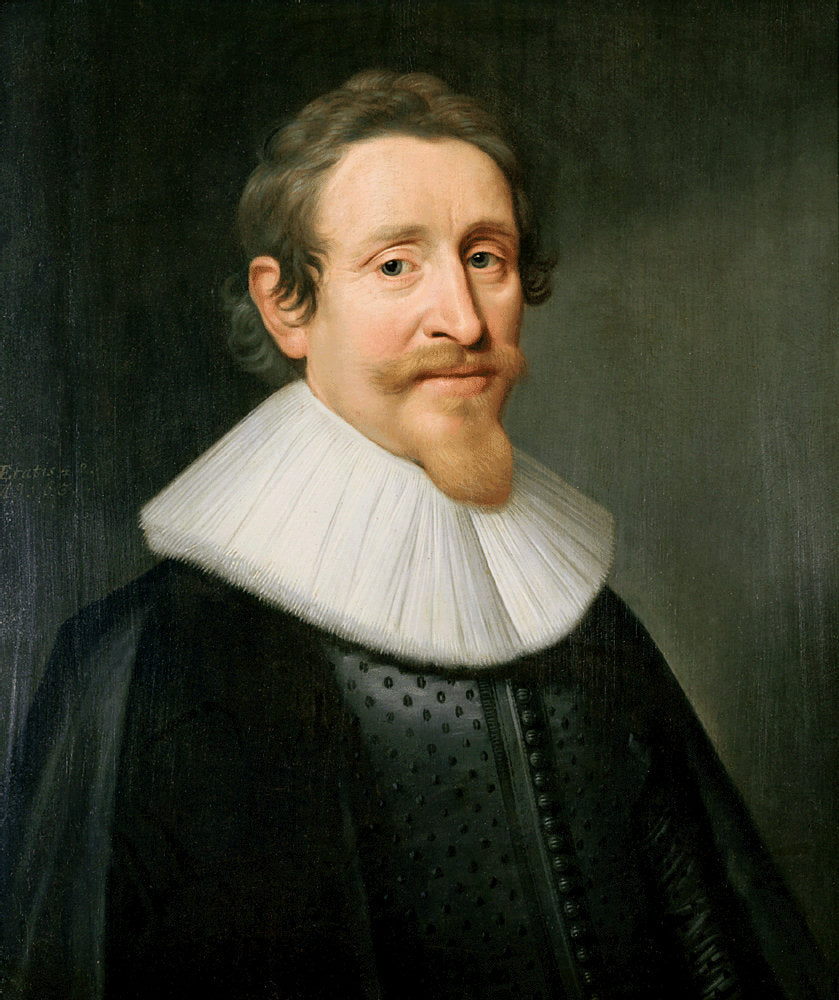 Ritratto seicentesco di Ugo Grozio, giurista olandese fra i padri del diritto internazionale moderno, dipinto da Michiel van Mierevelt nel 1631.